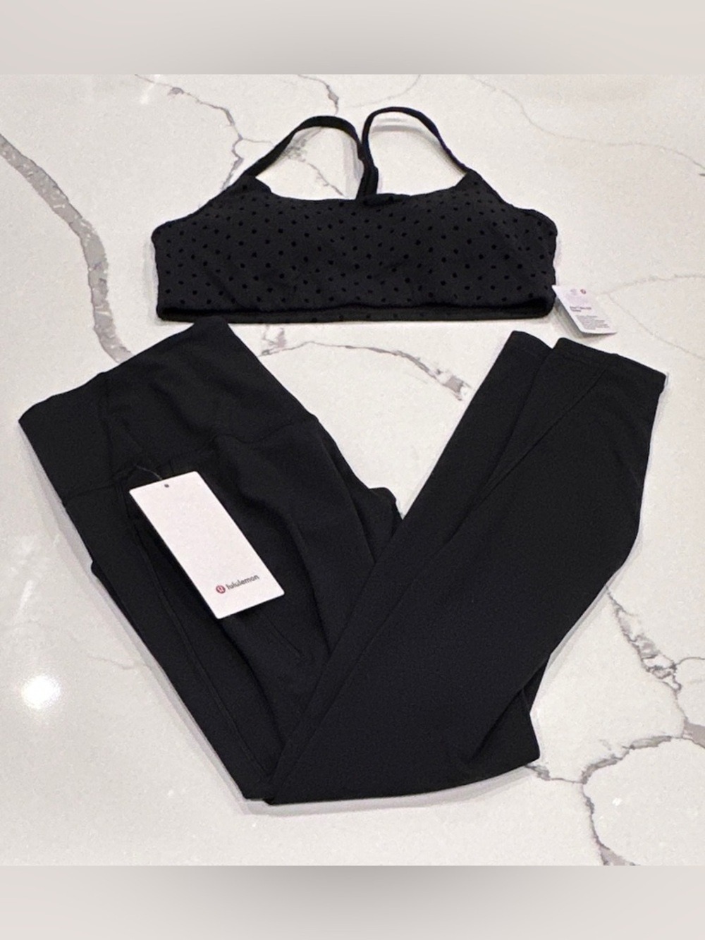 Lululemon Bundle Flow Y Bra *Flocked Polka Dot & Align HR Tight 28” NWT